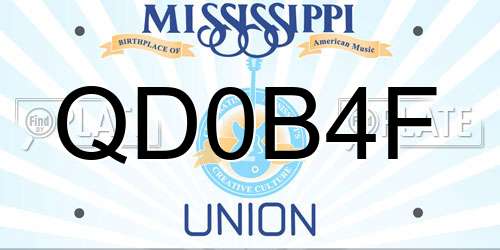QD0B4F Mississippi License Plate