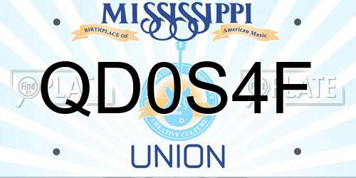 QD0S4F Mississippi License Plate