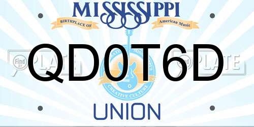 QD0T6D Mississippi License Plate