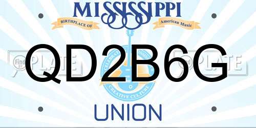 QD2B6G Mississippi License Plate