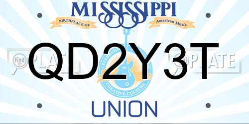 QD2Y3T Mississippi License Plate