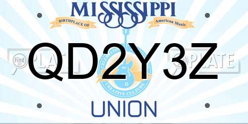 QD2Y3Z Mississippi License Plate