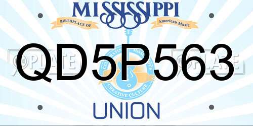 QD5P563 Mississippi License Plate