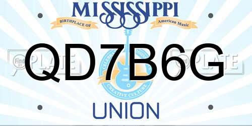 QD7B6G Mississippi License Plate