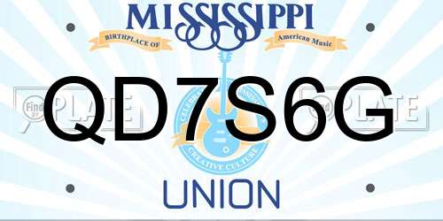 QD7S6G Mississippi License Plate