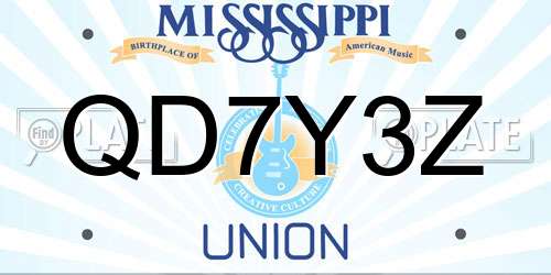 QD7Y3Z Mississippi License Plate
