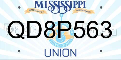 QD8P563 Mississippi License Plate