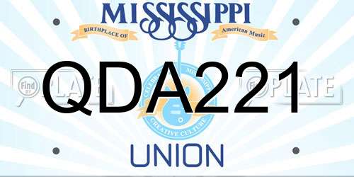 QDA221 Mississippi License Plate