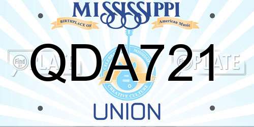 QDA721 Mississippi License Plate