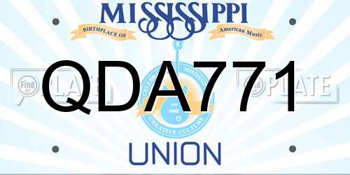 QDA771 Mississippi License Plate