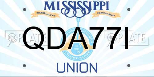QDA77I Mississippi License Plate