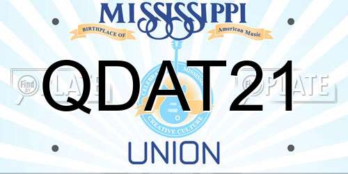 QDAT21 Mississippi License Plate