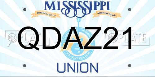 QDAZ21 Mississippi License Plate