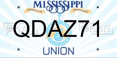 QDAZ71 Mississippi License Plate
