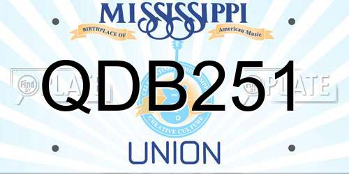 QDB251 Mississippi License Plate