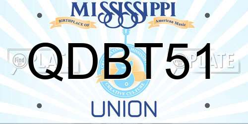 QDBT51 Mississippi License Plate