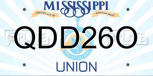 QDD26O Mississippi License Plate