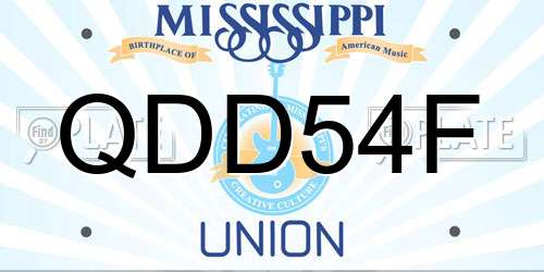 QDD54F Mississippi License Plate