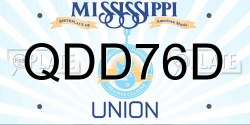 QDD76D Mississippi License Plate