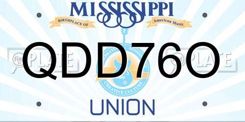 QDD76O Mississippi License Plate
