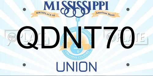 QDNT70 Mississippi License Plate