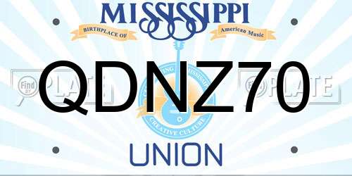 QDNZ70 Mississippi License Plate