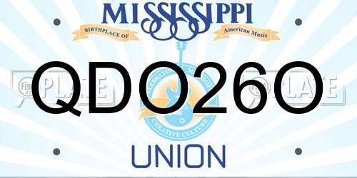 QDO26O Mississippi License Plate