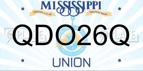 QDO26Q Mississippi License Plate