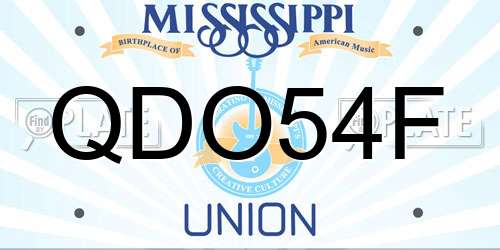 QDO54F Mississippi License Plate