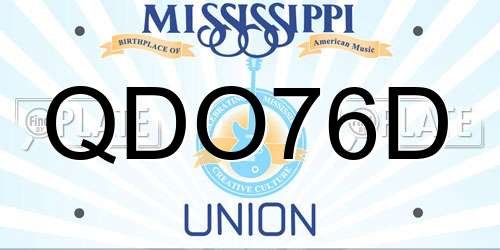 QDO76D Mississippi License Plate