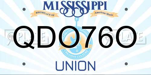 QDO76O Mississippi License Plate