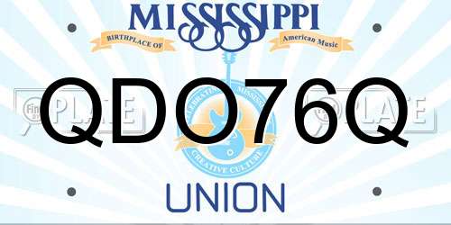 QDO76Q Mississippi License Plate