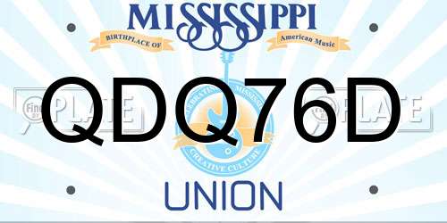 QDQ76D Mississippi License Plate