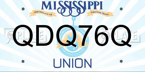 QDQ76Q Mississippi License Plate