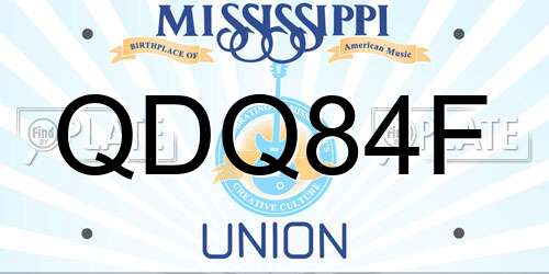 QDQ84F Mississippi License Plate