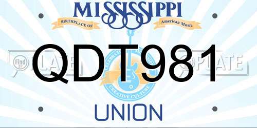 QDT981 Mississippi License Plate