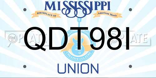 QDT98I Mississippi License Plate