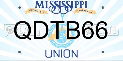 QDTB66 Mississippi License Plate