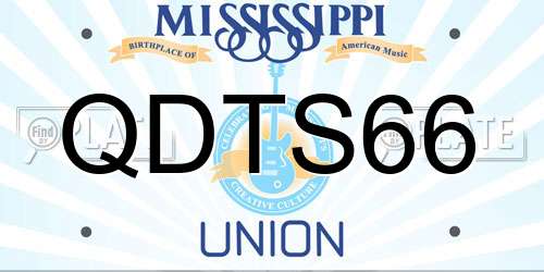 QDTS66 Mississippi License Plate