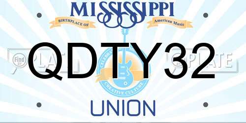QDTY32 Mississippi License Plate