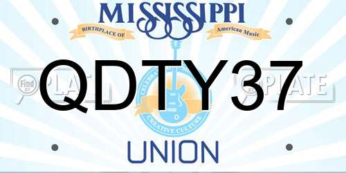QDTY37 Mississippi License Plate