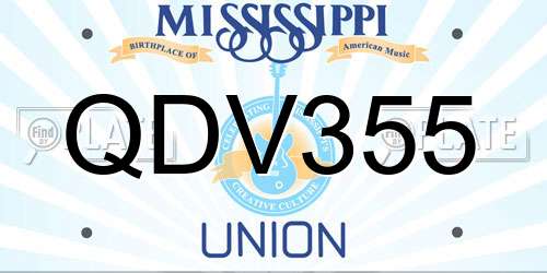 QDV355 Mississippi License Plate