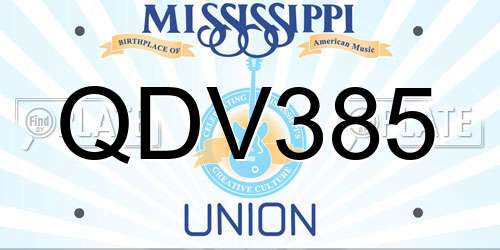 QDV385 Mississippi License Plate