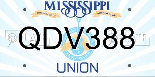 QDV388 Mississippi License Plate