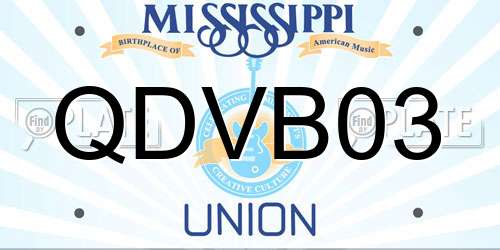 QDVB03 Mississippi License Plate