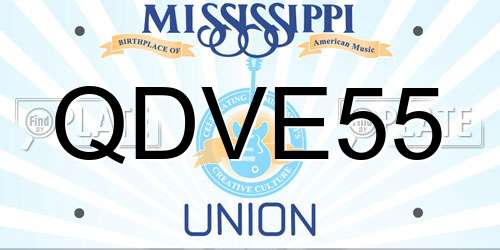 QDVE55 Mississippi License Plate