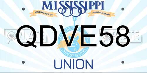 QDVE58 Mississippi License Plate