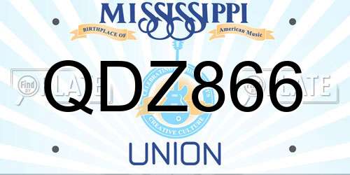 QDZ866 Mississippi License Plate