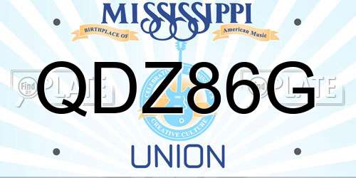 QDZ86G Mississippi License Plate