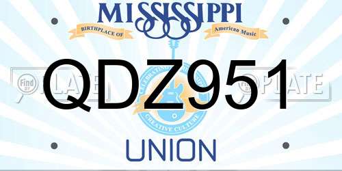 QDZ951 Mississippi License Plate